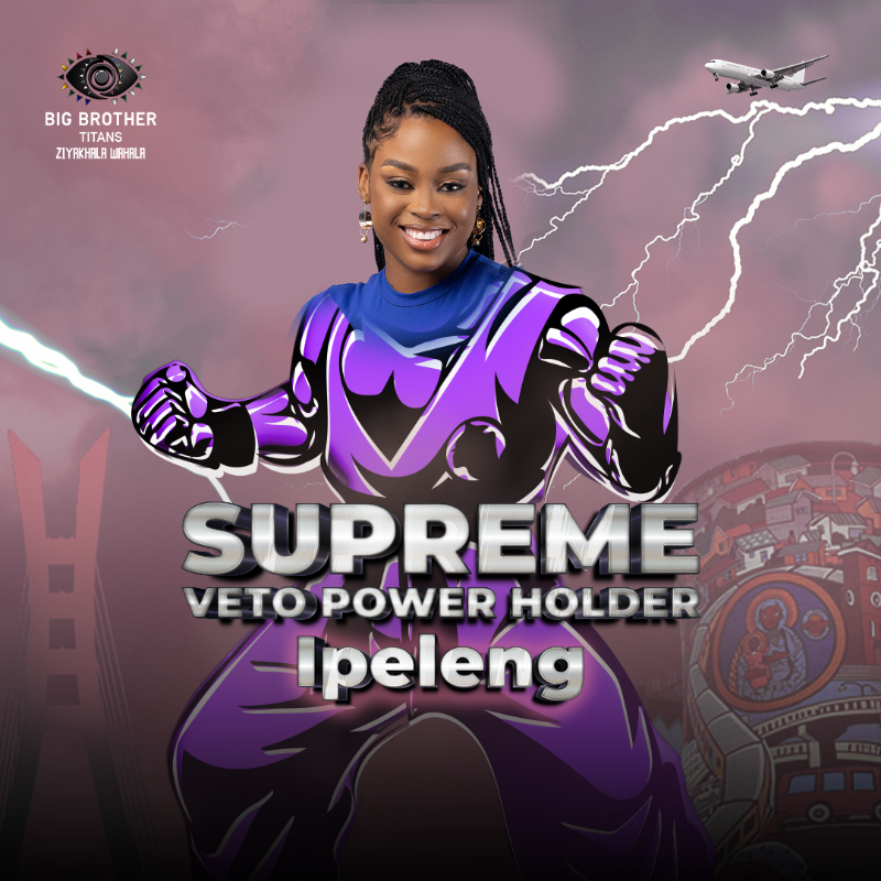 BigBroAfrica's tweet photo. Congratulations to Ipeleng. She is the Supreme Veto Power Holder! 👑

After her win tonight, new powers were unlocked. She became the first housemate to be guaranteed a spot in the #BBTitans finale. 

She's also HoH for the second time.