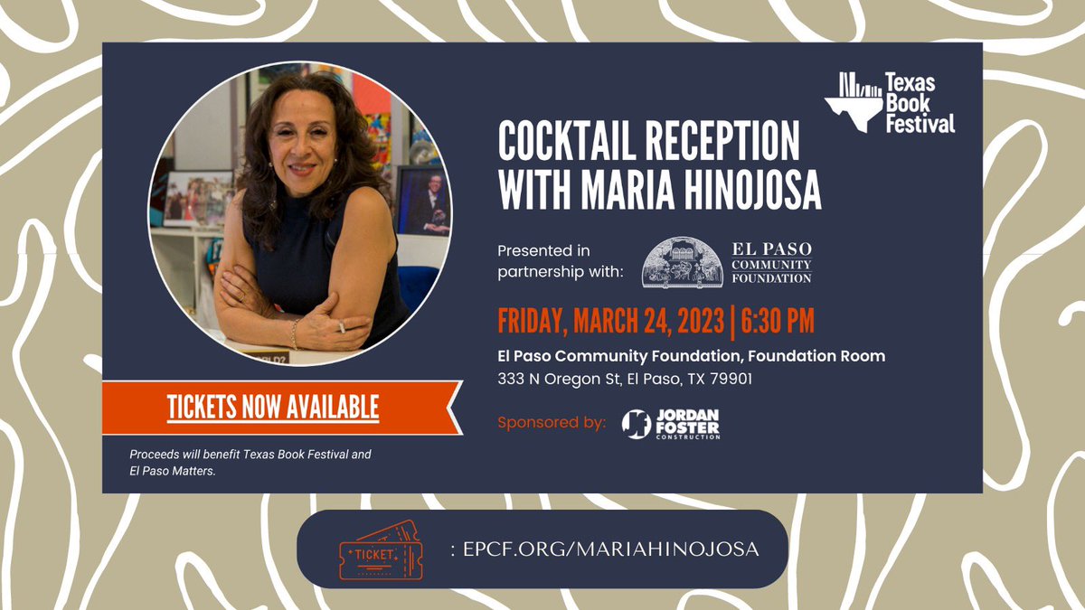 Maria_Hinojosa's tweet photo. 🏜️EL PASO FAMILIA: Mark your calendars for March 24th 🗓️‼️ I am coming to @texasbookfest for #OnceIWasYou
RSVP for FREE or grab a ticket to a more intimate cocktail reception 🥂:
https://t.co/SAjyOpg4sB
#texasbookfest #txbookfest https://t.co/qkkLFHYlSF