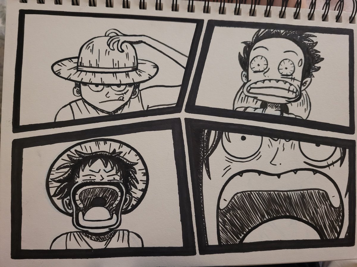 Luffy Expressions 
First attempt at using brush markers. I won't stop til I get the hang of this.😂