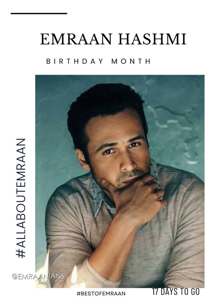 Emraanians's tweet photo. Charismatic @emraanhashmi 😍🖤

17 Days To Go ✨

Emraan Hashmi Birthday Month 

#EmraanHashmi #AllAboutEmraan #BestOfEmraan https://t.co/cOBsc3BaZi