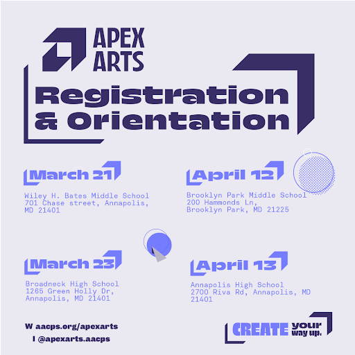ApexArts_aacps's tweet photo. Congratulations to our new Apex arts students! For more information about Registration and orientation at your school, visit https://t.co/K0XLm1qycC. 

#artsinourschoolsmonth #apexarts #artsmagnet #aacpsawesome https://t.co/yEInflFvkO