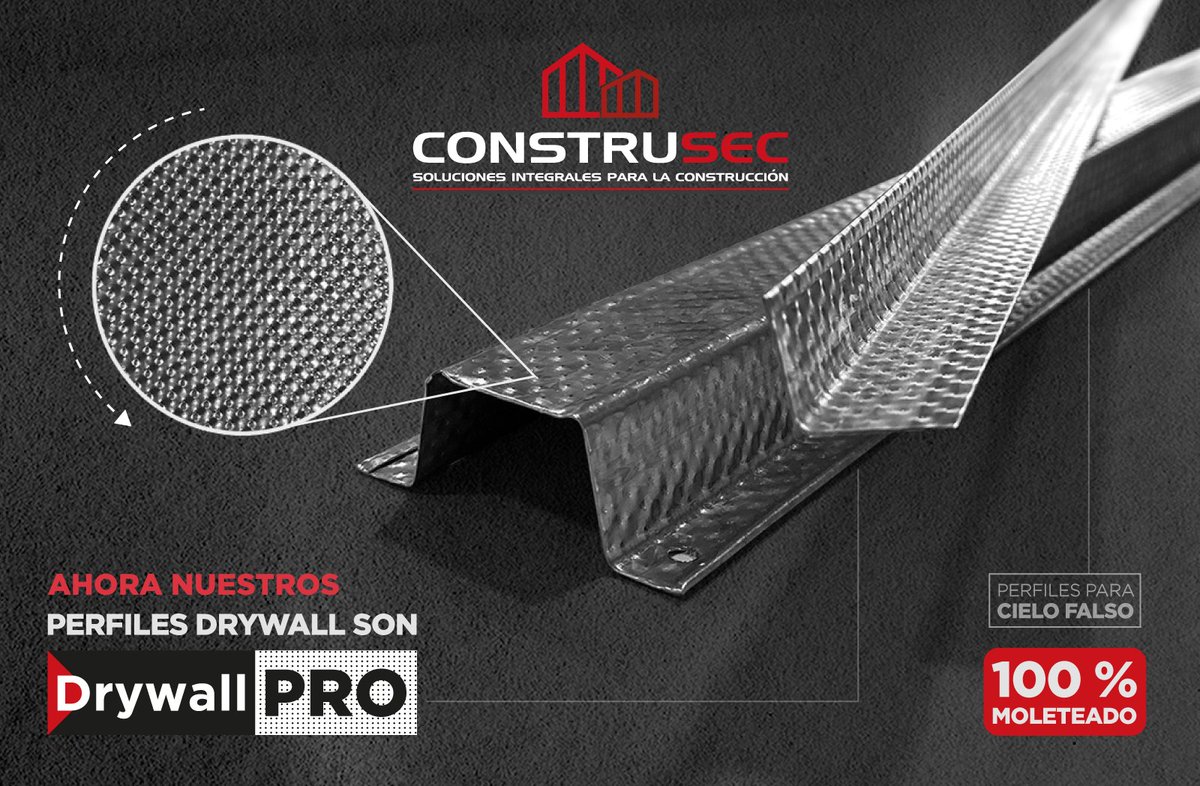 ¡Innovamos para ser mejores!💪🏻👷🏻
Ahora nuestros perfiles para cielo falso son #DRYWALL PRO, ÚNICOS 100% moleteados👍🏼 #Construsec #SteelFraming 

bit.ly/3F0KEpl