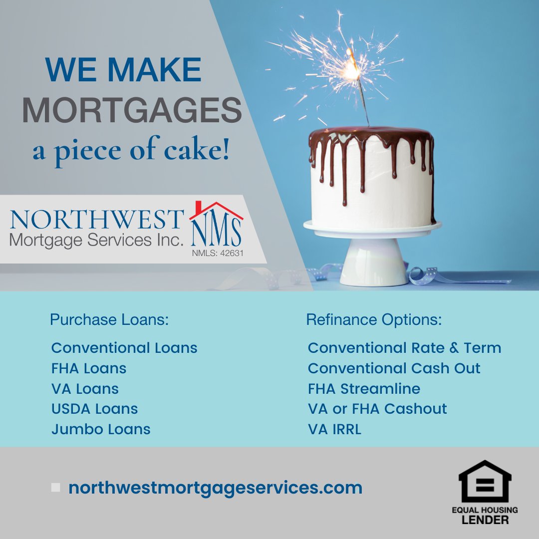 We make mortgages a piece of cake! Call us today at (253) 851 - 1687 and experience how sweet it is working with an independent mortgage broker like us! 

#pieceofcake #easy #mortgagebroker #samedayapproval #mortgageservices #VAloan #FHAloan #jumboloan #USDAloan #conventionalloan