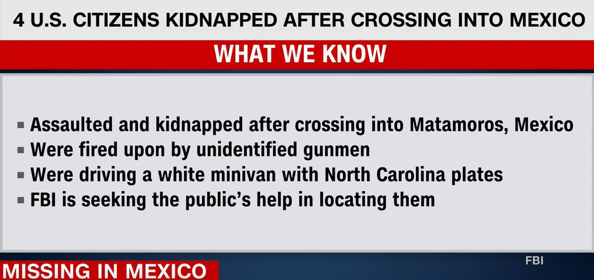 BREAKING UPDATE: The four U.S. citizens were kidnapped after crossing the border into Matamoros, Mexico to buy medicine.
The video shows the victims being dragged across the street and loaded into the bed of a white pickup. bit.ly/3mu6QSq