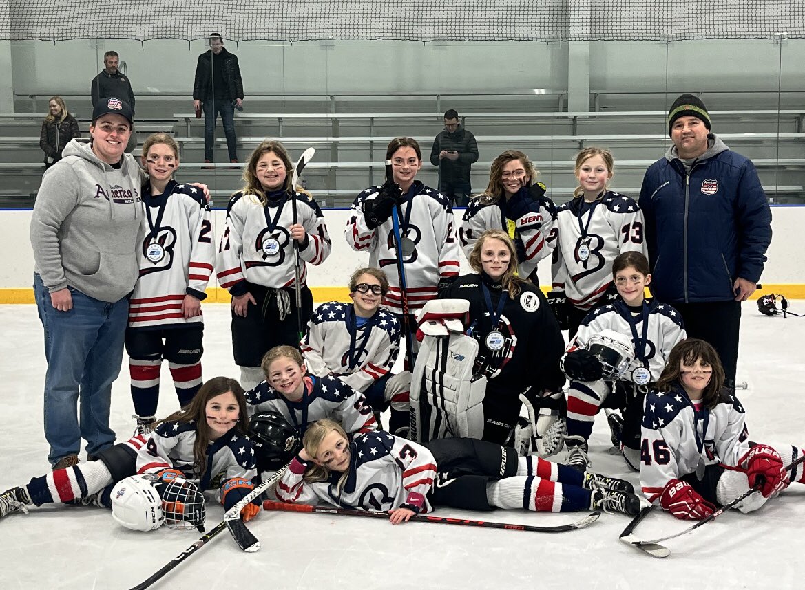 americangirlshc's tweet photo. U10 girls played their hearts out in the E9 playoffs. With an epic overtime winner in the semifinals, but they fell just short in the finals! Great E9 season girls! #elite9hockey #bostonamericans https://t.co/ue9eO4ARkb