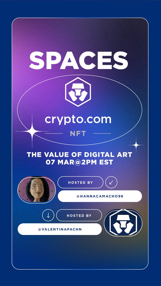 AMA! 🚨 

Join us tomorrow March 7th, at 2:00PM EST for our Twitter Spaces session on 'The Value of Digital Art!'

Join @barbararedekop, <a href="/morysetta/">morysetta</a> and @misvincent for a great session 🤝 

⏰ Set an Alarm!
🐦 x.com/i/spaces/1mrGm…