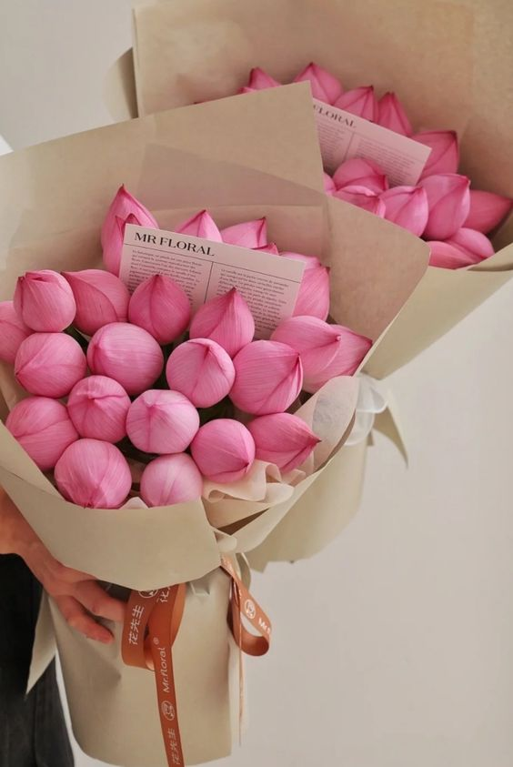 lavieestbelIe's tweet photo. Pink lotus bouquet https://t.co/tSKHXn99vZ