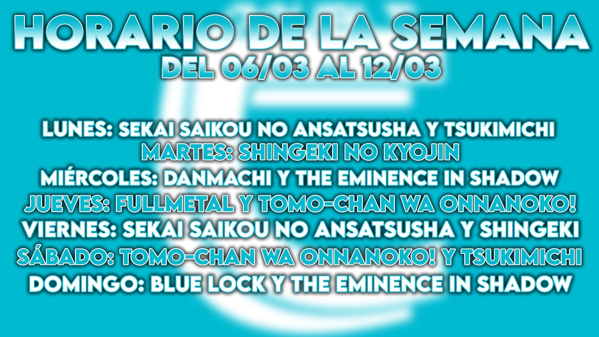 Semana nueva, horario nuevo, por aquí os lo dejamos ^^