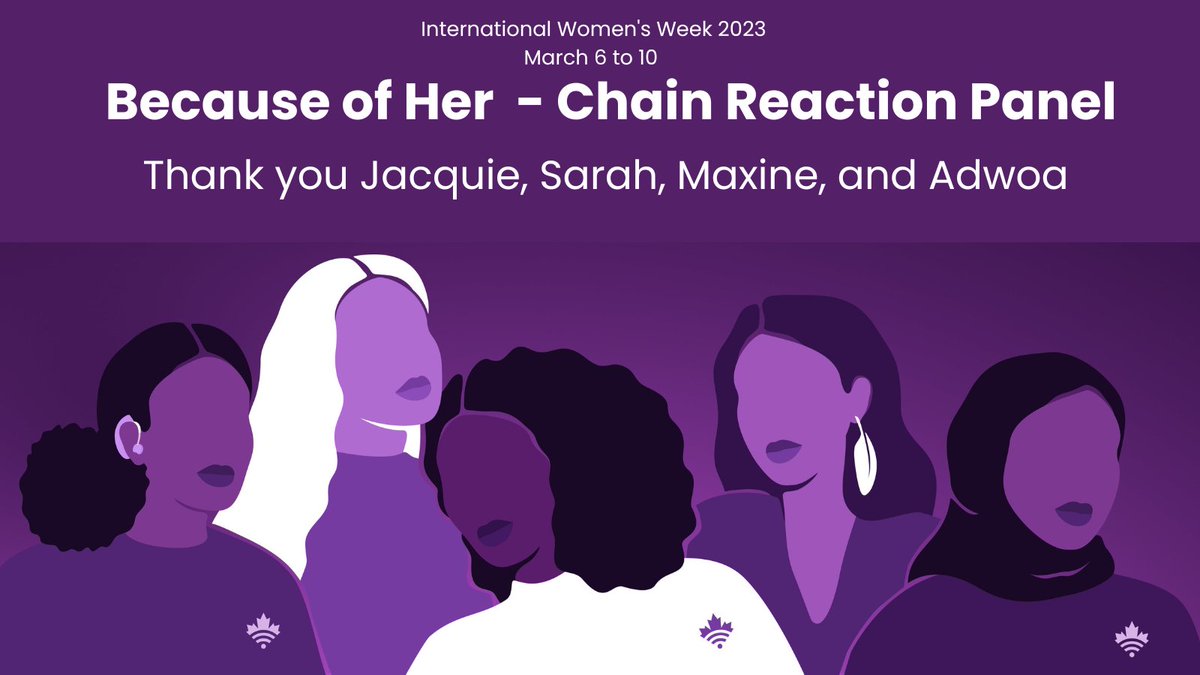 What a way to start #IWW! Thank you to @jmanchevsky, @Sarah_Paquet, @maxinemerhej and @She_CyberSec for sharing their stories and experiences with us. We have learned so much about the importance of lifting up the women around us #BecauseOfHer