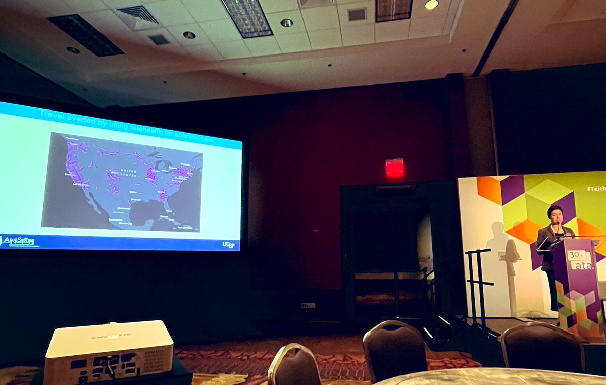 Incredible job @leahrkoenig presenting on #MedicationAbortion via telehealth at #ATA2023! 

We’re very lucky and grateful to learn about @ANSIRH’s emerging research on our RHITES launch day! @UCSF @AmericanTelemed