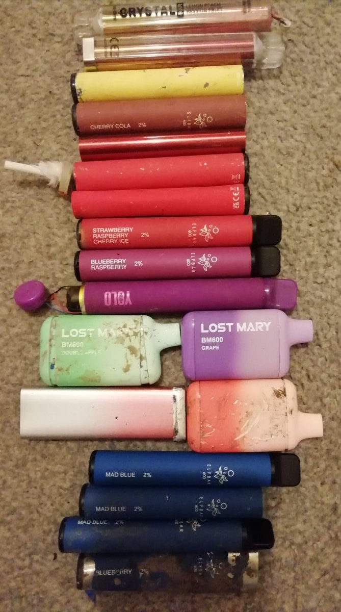 My growing littered vape collection, some found by me, some by my 12 Yr  old. #litterpicker #BanDisposableVapes