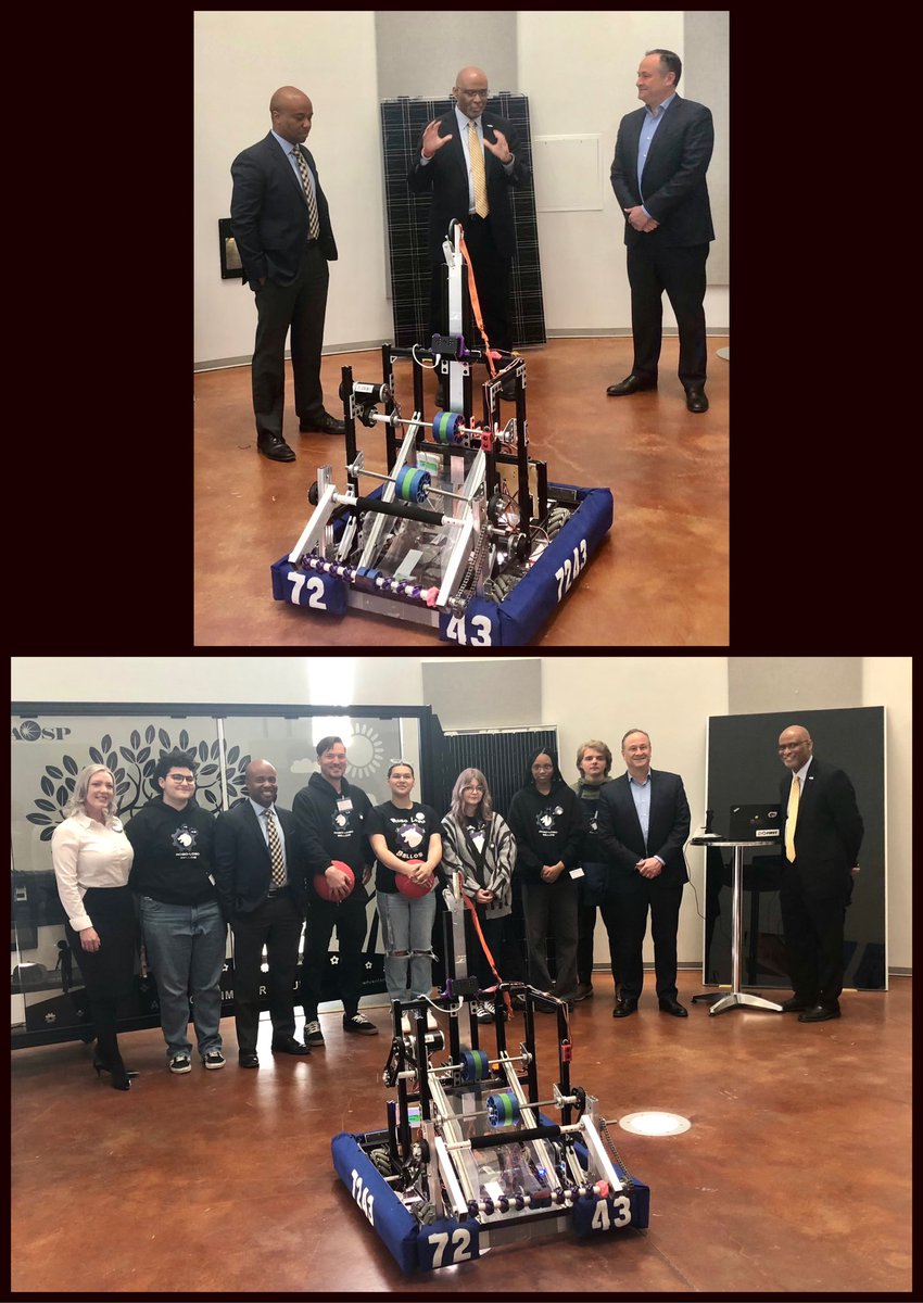 It was an honor to speak with Douglas Emhoff, @SecondGentleman about how we are #TransformingEnergy and about our #STEM community engagement with a #Robotics demonstration by students at @DPSNewsNow Northeast Early College High School.