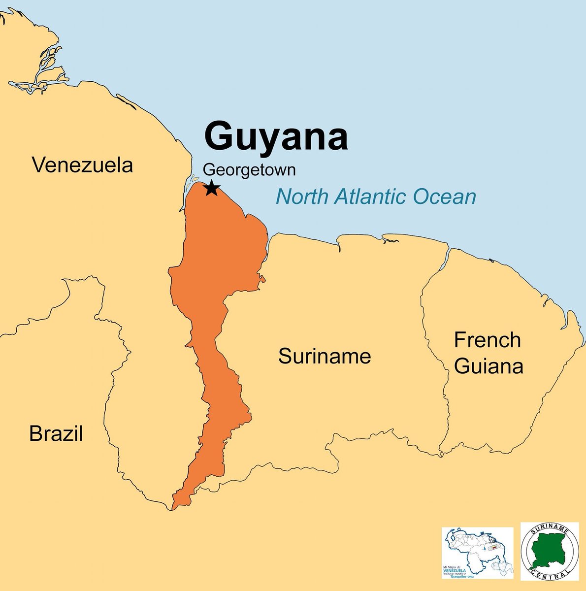 He aquí el verdadero mapa de la República Cooperativa de Guyana #6Mar Te pedimos lo compartas al Mundo! #EsequiboEsVenezuela #TigriIsVanSuriname #MiMapa