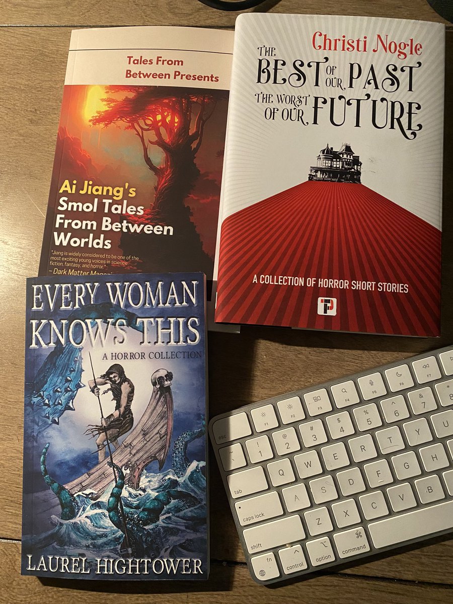 Wanna talk #WomenInHorrorMonth? How ‘bout 3 titles from 3 of the most talented women writing in the dark bookshelf corners. Smol Tales from Between Worlds by @AiJiang_, The Best of Our Past, The Worst of Our Future by @ChristiNogle, & Every Woman Knows This by @HightowerLaurel.