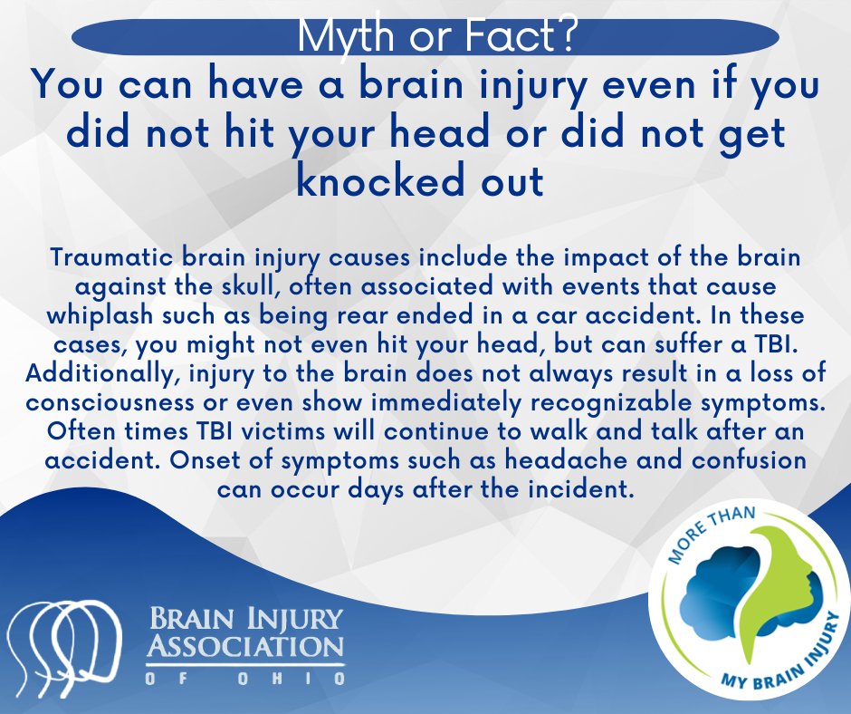 It's Myth buster Monday! Do you know the truth about brain injury? 🧠 
 #braininjuryawareness #braininjury #tbiawareness