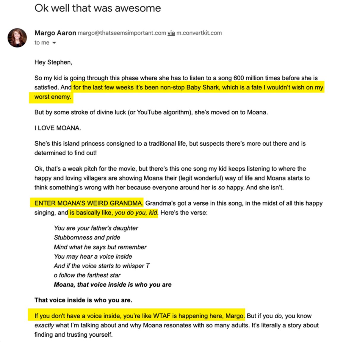 oklesson's tweet photo. Nobody writes a newsletter like @margoaaron.

What can we learn from this fearless shipper of work? 

I joined her Godin-inspired Brainstorm Road community to find out. 

May what I learned on Day 1 fuel anyone feeling the itch to create and share their work with the world. https://t.co/gjYt9zciCt