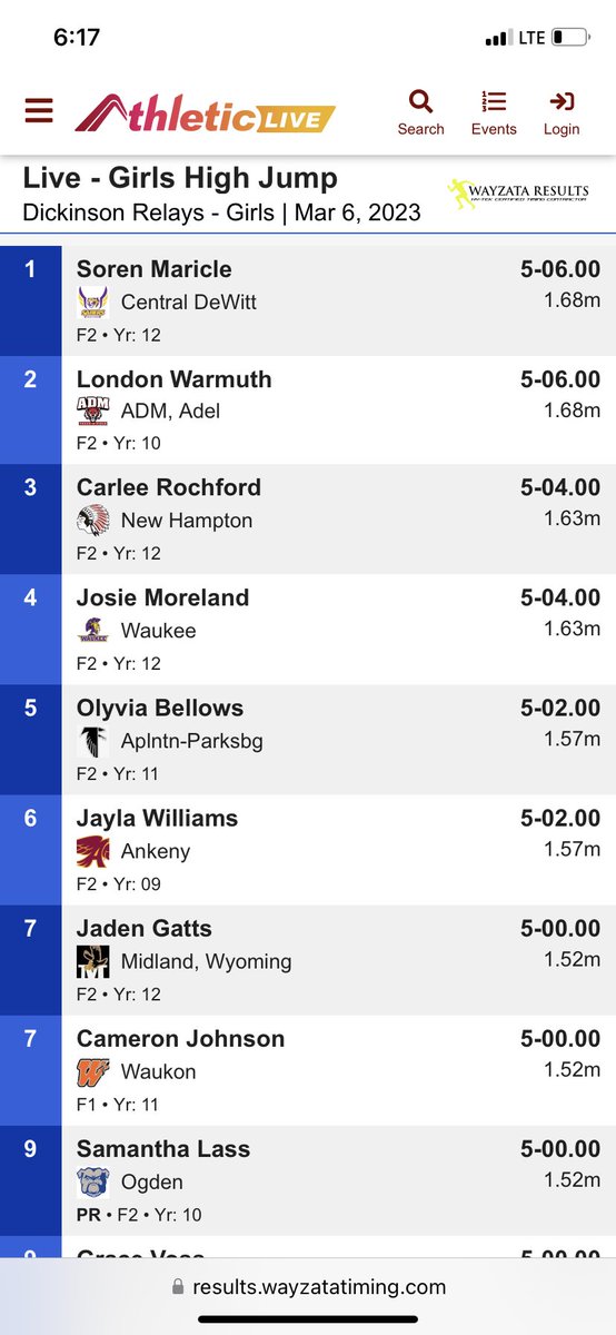 London Warmuth ties her PR and finishes 2nd in the HJ with a leap of 5-06!  Great job London!! #Unlimited