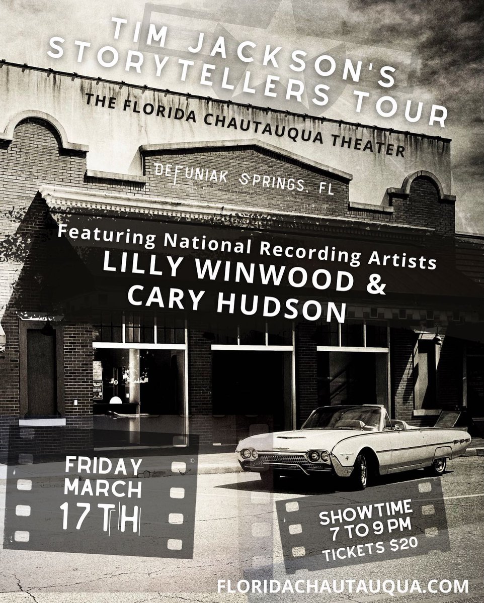 Cary Hudson (@caryhudsonmusic) on Twitter photo Tim Jackson's Storytellers Tour!!!
MARCH 17th w <a href="/LillyWinwood/">Lilly Winwood</a> at The Florida Chautauqua Theatre - Defuniak Springs, FL
$20
TIX/INfo: fl-chautauqua.square.site/product/storyt… Tim Jackson's Storytellers Tour!!!
MARCH 17th w <a href="/LillyWinwood/">Lilly Winwood</a> at The Florida Chautauqua Theatre - Defuniak Springs, FL
$20
TIX/INfo: fl-chautauqua.square.site/product/storyt…