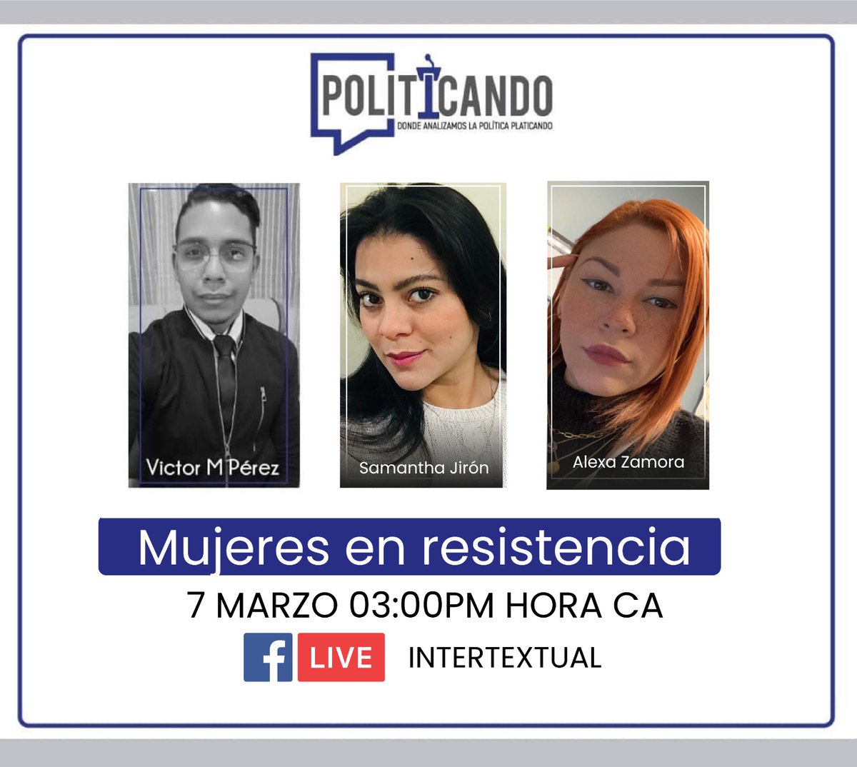 IntertextualNic's tweet photo. #Politicando: ¿Cuál ha sido el rol de las mujeres en la lucha por una Nicaragua justa y democrática?, acompáñenos y converse con @SamJiron23 y Alexa Zamora (@sacuanjoche47) sobre esto, recuerde 3 pm hora Centroamérica. 
#Intertextual #InformaciónconEducación https://t.co/9sOEhKwnn8