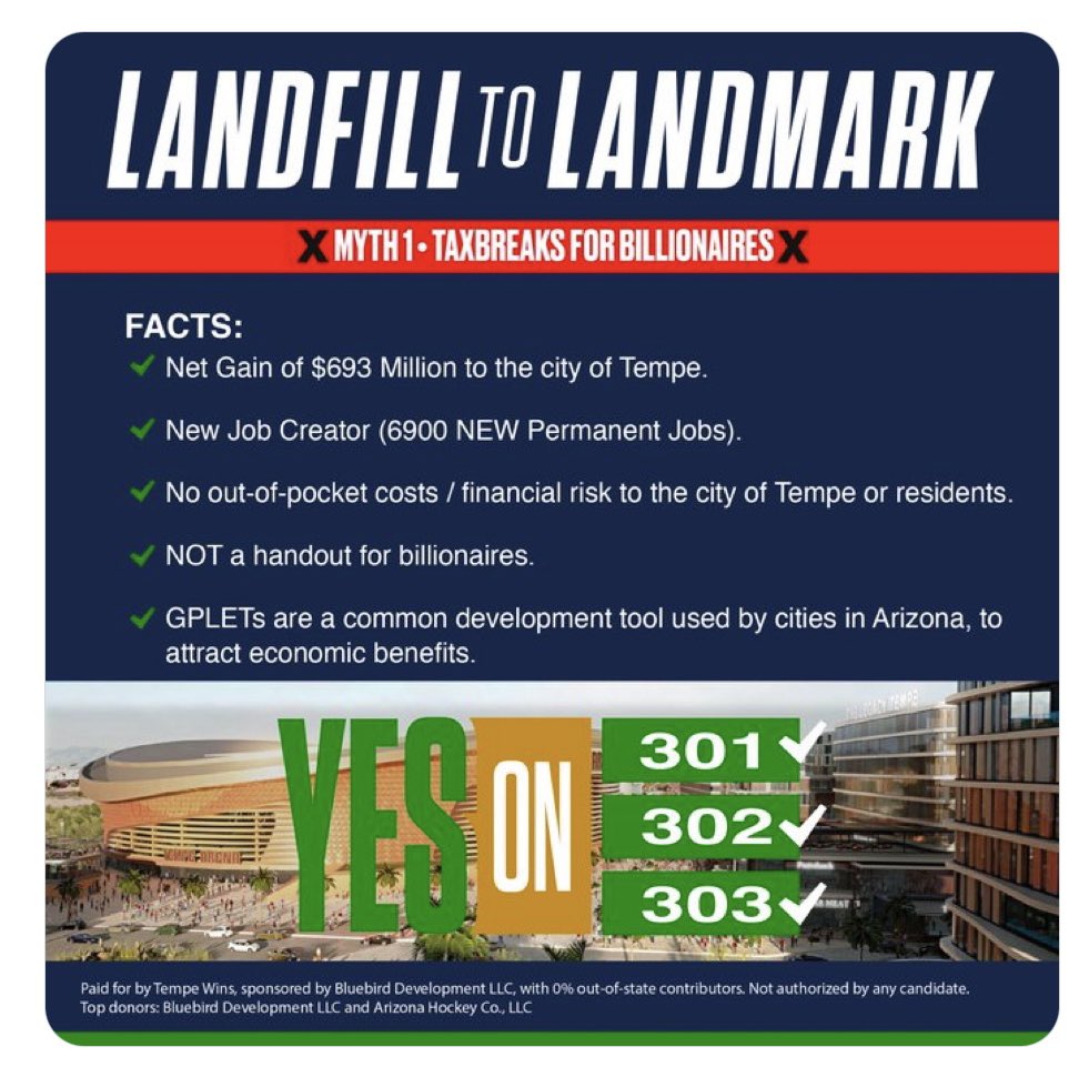 The “vote no” campaign is being deceitful with voters. There is not a “billionaire giveaway” on this project. Get the facts!