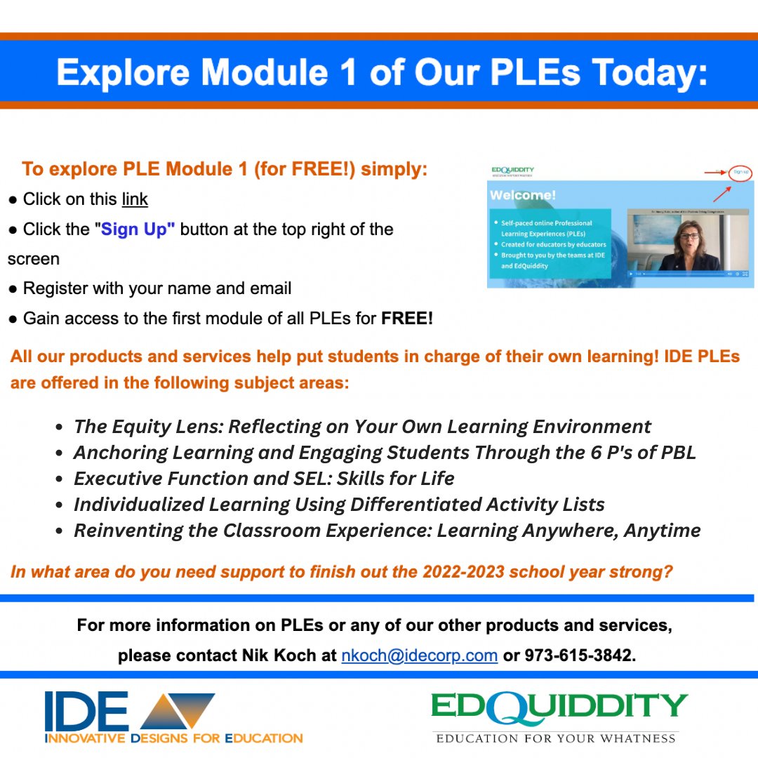 IDECorp's tweet photo. Inspire your staff and build a culture of professional learning by providing a purposeful collection of resources with IDE Corp.'s on-demand professional learning experiences. #Professionallearningexperience #LATIC #k12 #lrnchat https://t.co/kJaoltxhh2