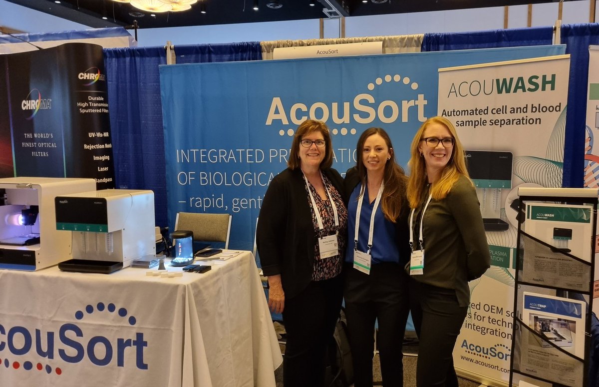 AcouSort's tweet image. We are ready to kick off @TriConference 2023! Head over to booth 117 if you&apos;re interested in automated &amp;amp; integrated sample preparation using our gentle acoustic technologies  
#samplepreparation #sampleprocessing #celltherapy #tricon