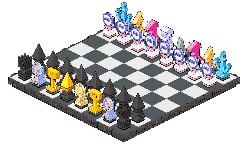 Created two art objects for the #GoodPhiLandContest
The first work depicts a small piece of Phi-city, the second - a chess game between traditional crypto-institutions and NFT - DEFI - WEB3 industry
<a href="/phi_xyz/">phi</a> <a href="/shugo_jpn/">Shugo</a>