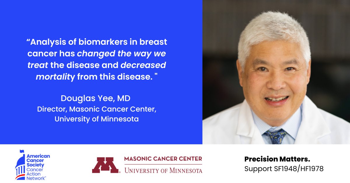 MCC Director Douglas Yee says that biomarker analysis has changed the way we treat breast cancer. It's crucial that more Minnesotans can access this type of testing! Join us in telling the #mnleg to pass SF1948 so more Minnesotans can access #precisionmedicine.