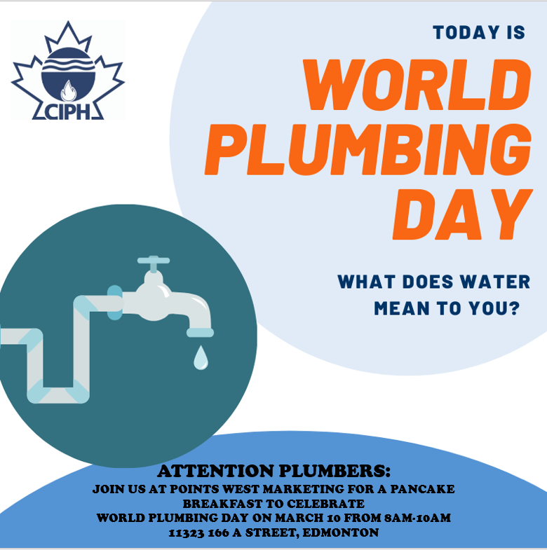 CiphEdmonton's tweet photo. Hello everyone just a quick note to remind you all of the an upcoming World Plumbing day event happening at Points West Marketing in the Morning, other events throughout the day at Bartle and Gibson and Emco as well. Look forward to seeing you. https://t.co/uYzO7agLaN