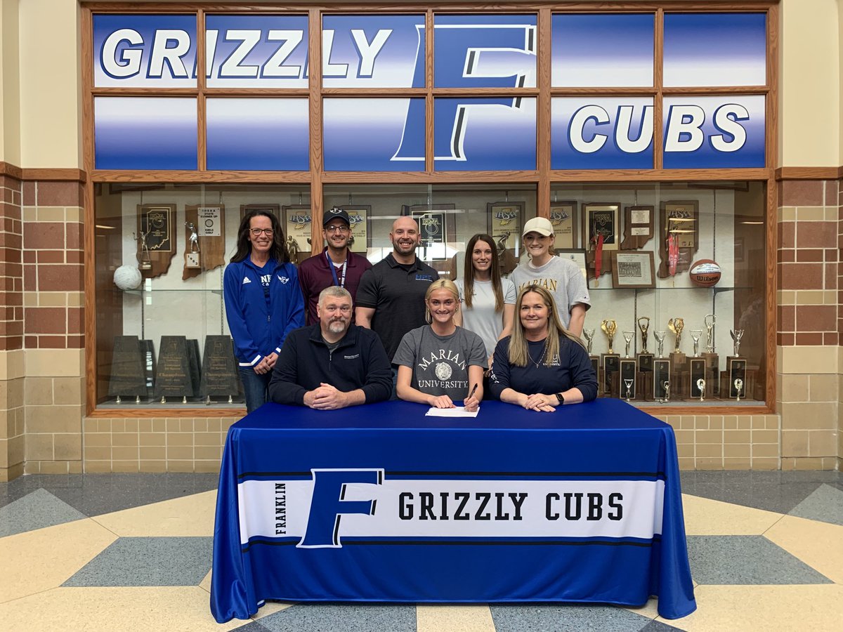 GoGrizzlyCubs's tweet photo. Congratulations to Brooke Coffman on her commitment to Marian University to continue her academic and athletic career! ⁦@MarianTrackXC⁩ ⁦@FCommXCandTrack⁩ ⁦@BrookeCoffman23⁩ https://t.co/R1yo9E89qg