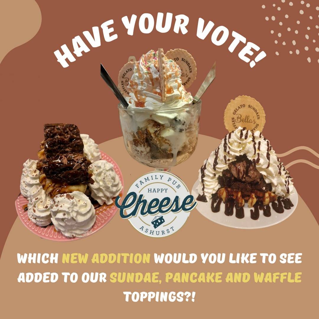 What's your favourite dessert? 
We are looking for some inspiration from our loyal customers 🙏 
Have your say....👇

#thehappycheese #gelato #bellas #desserts #southampton #southamptonpubs