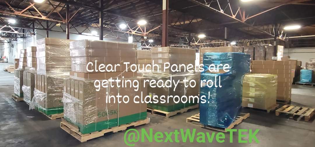 NextWaveTEK's tweet image. We are counting and marking the latest batch of Clear Touch Panels that just got delivered to our customer&apos;s warehouse. Next up, our team will be doing a white glove installation on these 65&quot; Interactive Panels!  #FullServicePartner #interactingdifferently #wowfactor #K12 #edtech