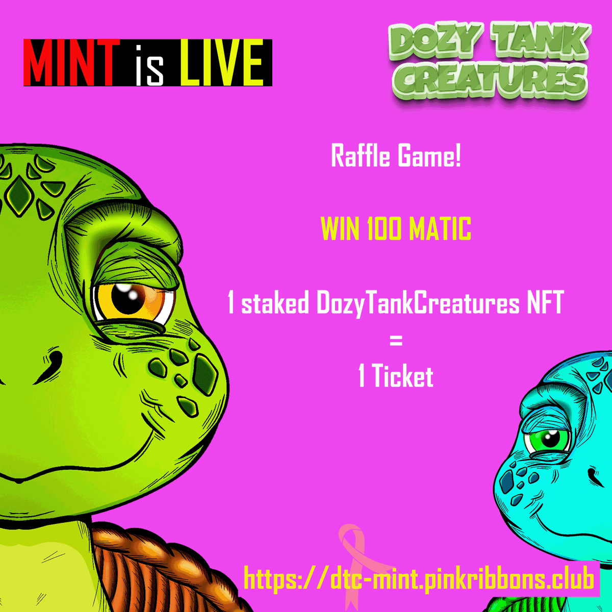 pinkribbonsclub's tweet photo. Did you know that 1 in 8 women will be diagnosed with breast cancer in her lifetime? Follow @pinkribbonsclub to support breast cancer research and stay tuned for a chance to win 100 MATIC in our #DozyTankCreatures NFT staking contest! #breastcancerawareness #NFTCommunity 🎗️💖🎁 https://t.co/kDHSl3LEG3