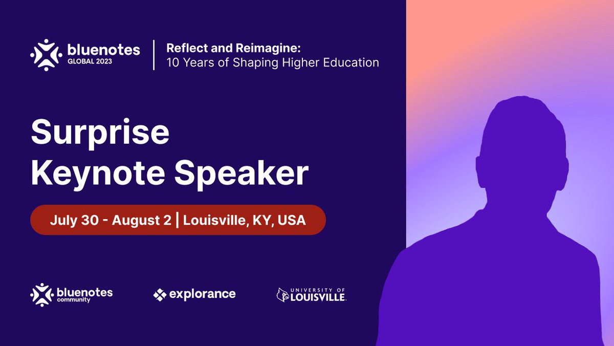 bluenotescommty's tweet photo. We’re counting down the days to #BluenotesGLOBAL2023! Join your Bluenotes Community and a surprise keynote speaker for the 10th annual Bluenotes GLOBAL conference, hosted by @uofl👀

Register 👉 https://t.co/NHiHfAZWhl

#HigherEducation #EdTech #PeopleInsight #StudentExperience https://t.co/5uKHfFCsVW