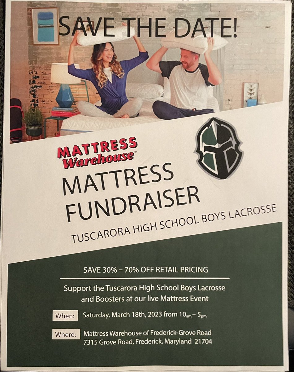 THS BOYS LACROSSE FUNDRAISER 
Online March 12-18, in-person March 18 7315 Grove Rd-MENTION Tuscarora Boys Lacrosse - PLEASE SHARE DAILY!!!!!!