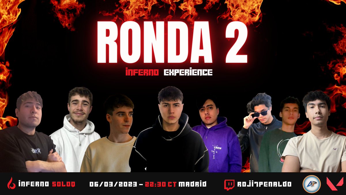 Esta noche vuelve la pesadilla del valorant, el inferno SoloQ.

⚔️ Ronda 2
⏰ 22:30 CT
📺 twitch.tv/roji7penaldo

¿Quién se hará con esta segunda ronda?😈

#VALORANT募集 #VALORANT #Soloq #infernoleague