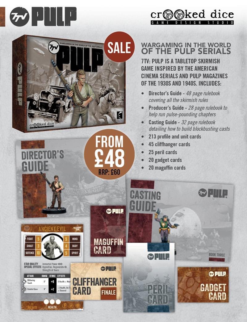 DiceCrooked's tweet photo. 7TV PULP SALE+++ We've discounted the remaining stock of our last boxed set as we clear the shelves for our new 7TV Core Rulebook!
https://t.co/GYW4ai2omV
#crookeddice #wargaming #tabletopminiatures #7tvpulp #skirmishgames #tabletopgames #pulp #pulpminiatures #7tv #sale https://t.co/DQfnQ1joqA