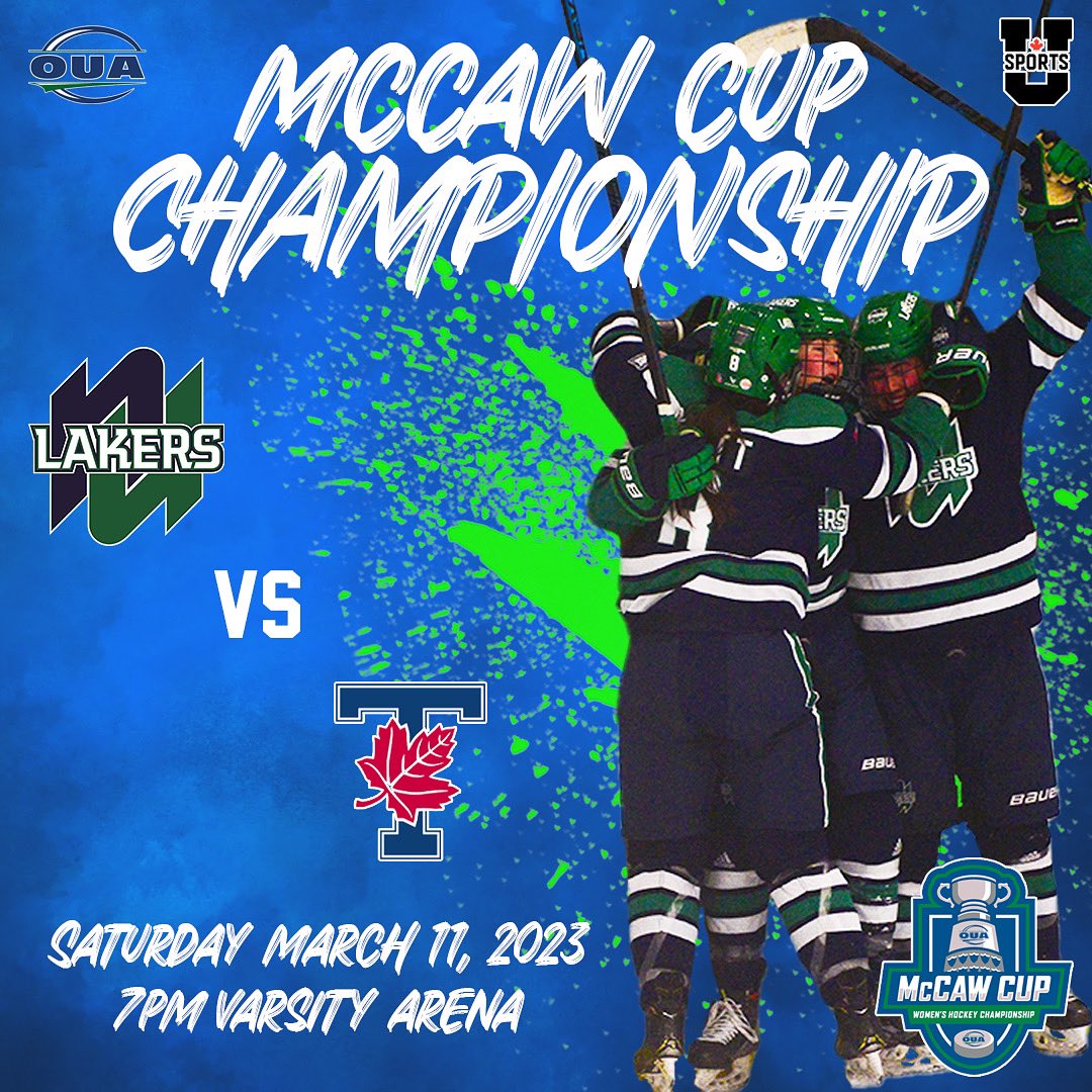 Lakers fans, mark your calendars! We’ve got a date with the Varsity Blues as we battle for the McCaw Cup title. 

Puck drop is set for 7pm this Saturday March 11th in Toronto at Varsity Arena #bannerseason #questforthecup #sweepthesheds #NortherNUprising