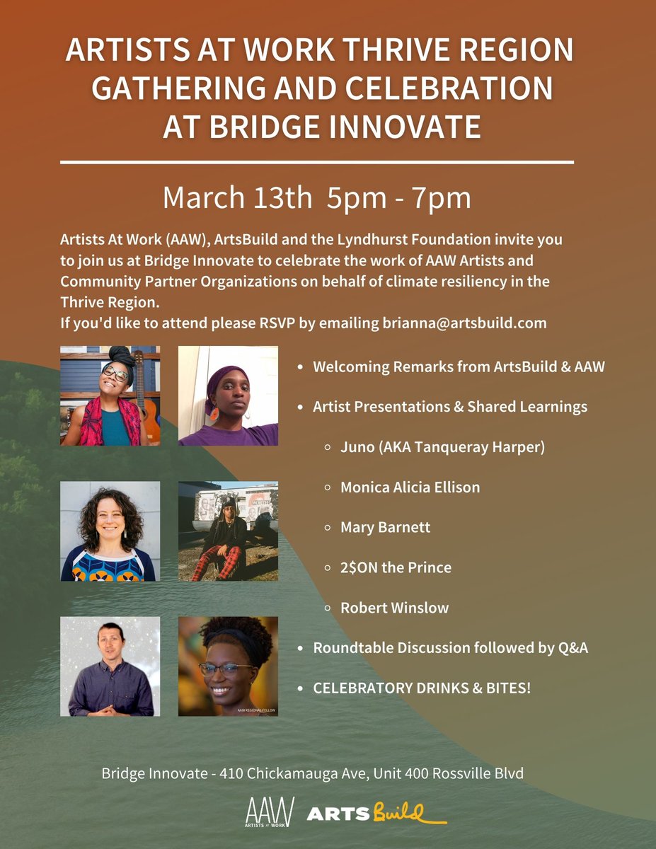 Come join us next Monday evening as we hear from these awesome artists and organizations! RSVP to brianna@artsbuild.com. #artandclimate #artistsatwork #socialpractice