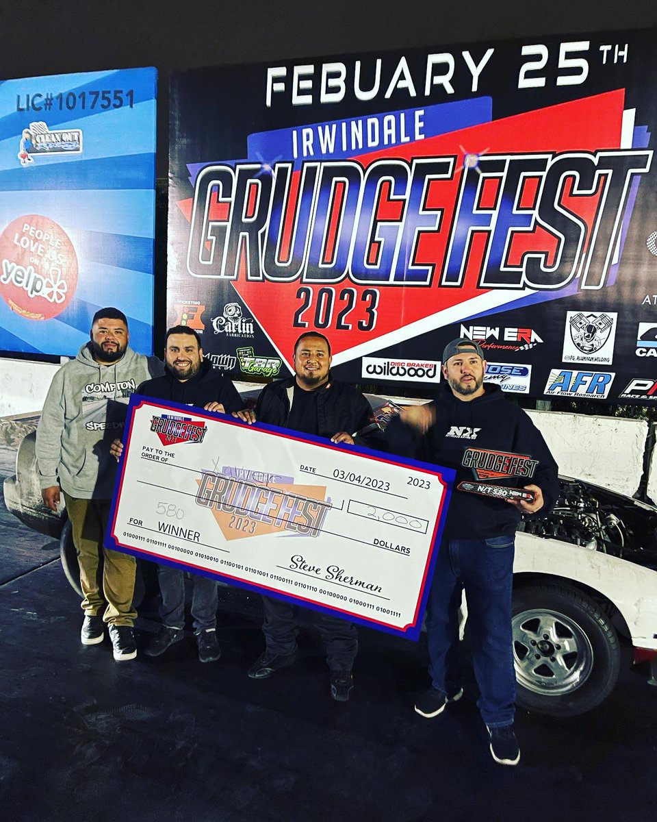 Xavier and the team over at @jbk_performance took home the W in 5.80 at Irwindale Dragstrips GrudgeFest this weekend!!
Congratulations from all of us here at Nitrous Express!!
#TeamNX #NitrousExpress