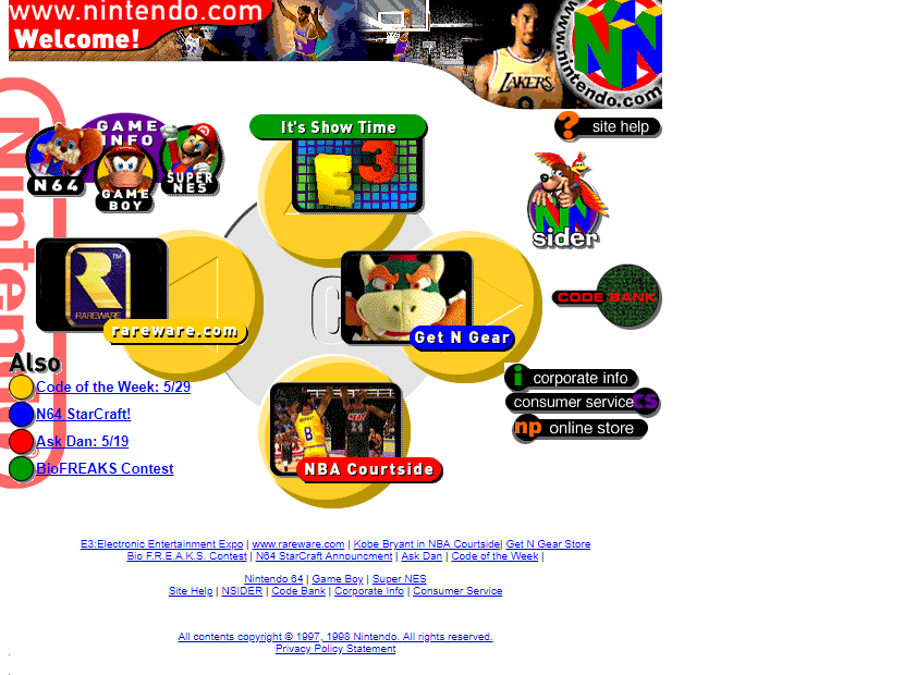 WebDesignMuseum's tweet photo. Web design trends in 1998

– Eidos Interactive
– Empire Interactive
– Id Software
– Nintendo

#WebDesignHistory https://t.co/b57gF74VgH