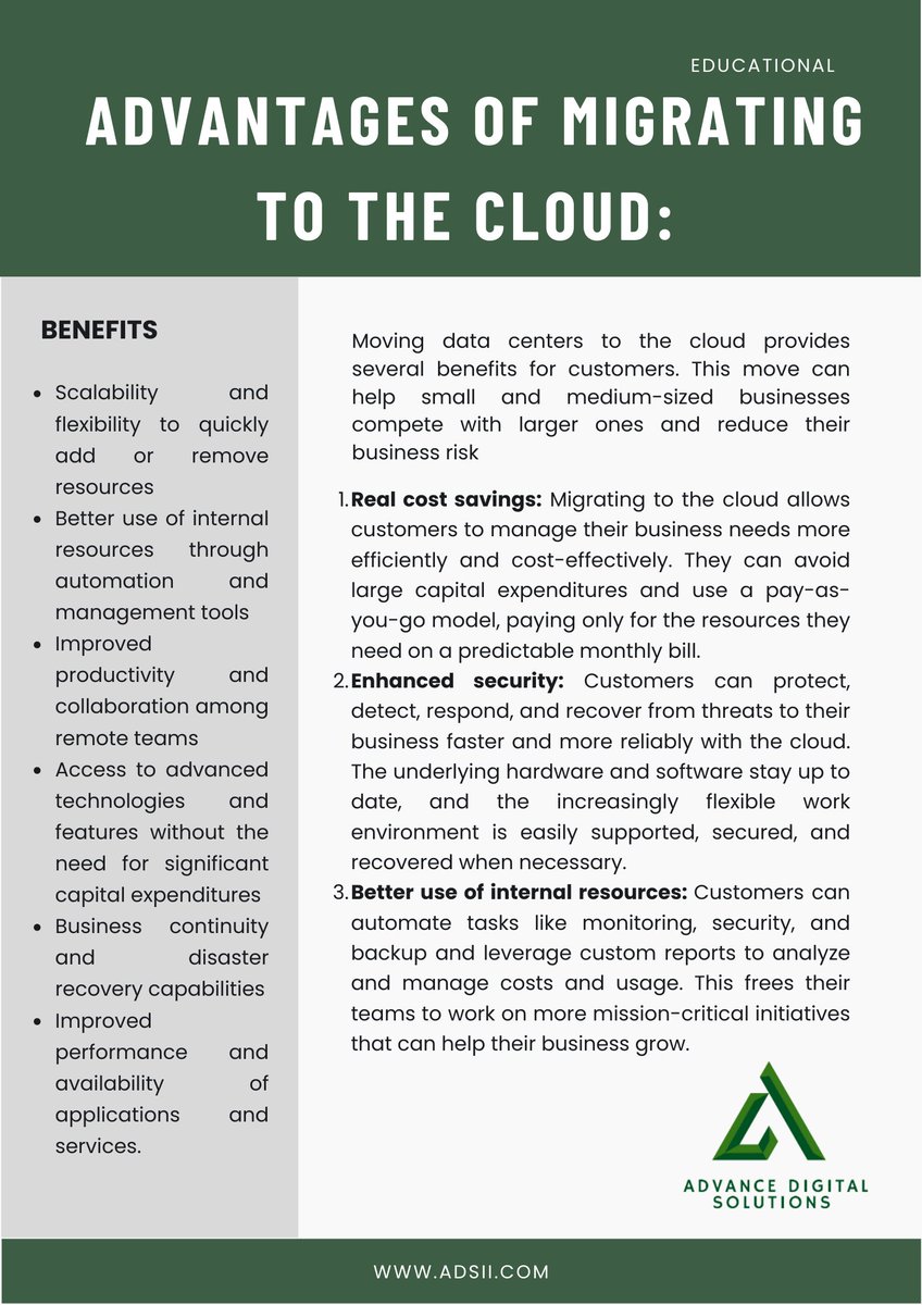 Say goodbye to costly hardware and hello to scalability, flexibility, and improved collaboration.

#CloudMigration #DigitalTransformation #BusinessAdvantages #Scalability #Flexibility #Collaboration #CostEfficiency #BetterPerformance #FutureReady #UnlockYourPotential