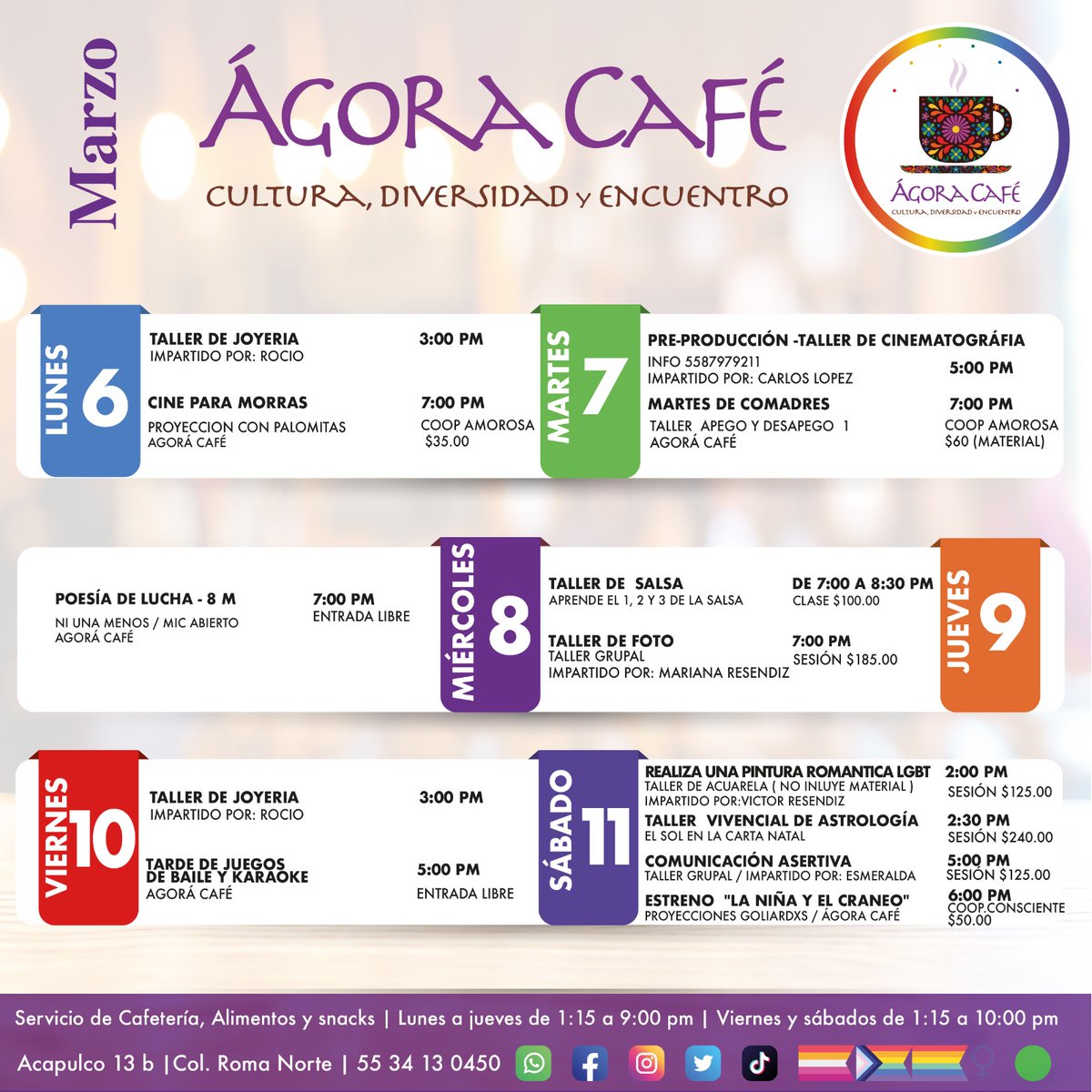 Ya tenemos las actividades listas para esta semana... toma nota y no te pierdas ninguna !!
