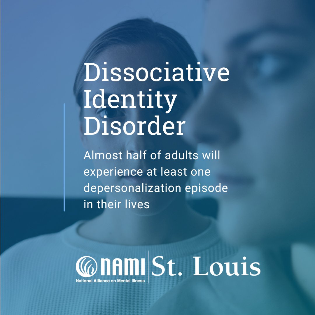namistl's tweet photo. Yesterday was dissociative identity disorder (DID) awareness day. Learn the facts, symptoms, types and treatments with #NAMISTL fact sheets https://t.co/O4885f4Ik7 #DID https://t.co/aEWqizRZTF