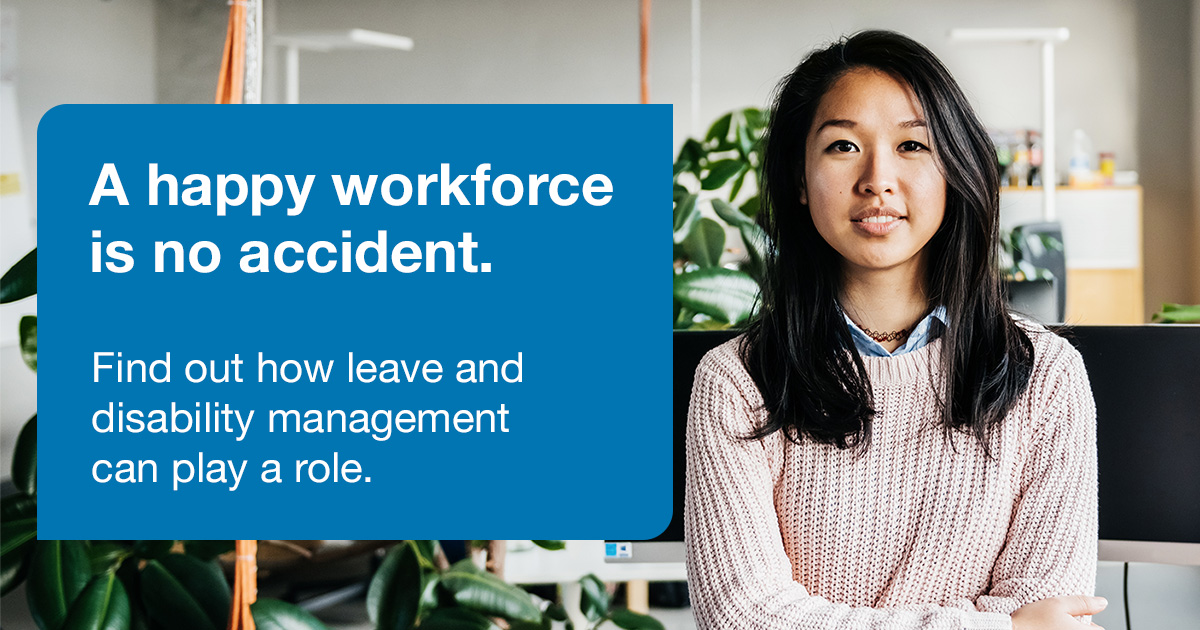 A happy, productive workforce doesn’t happen by accident. Find out how leave and disability management can play a role. bit.ly/3ZojUXT
