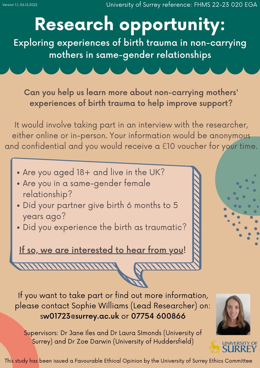 We are looking to speak with non-carrying mothers of same-gender relationships about your experiences of birth trauma. Would you be interested in taking part in an interview? If so, we would love to hear from you!