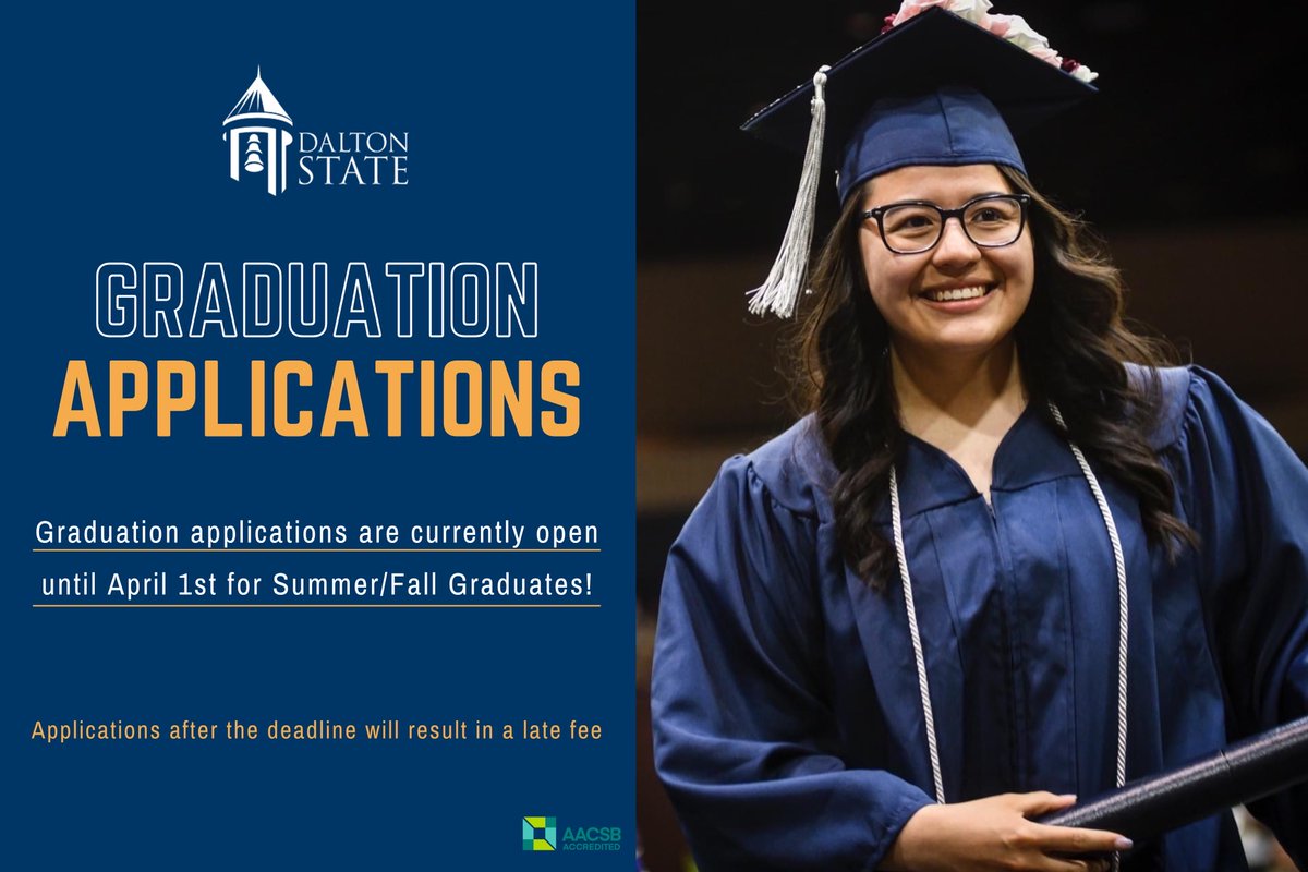 DaltonStateWSoB's tweet image. Attention Fall/Summer 2023 graduates! 🚨Graduation applications are open until April 1st! Visit the Dalton State website to apply now! 
#WSOB #AASCB #Beepbeep