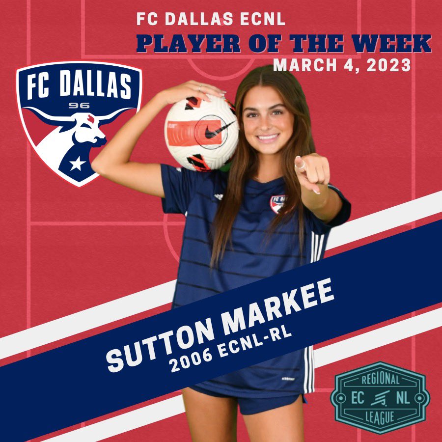 FC Dallas Girls ECNL (@fcdgirlsecnl) on Twitter photo Congrats to these ladies chosen for our ECNL & ECNL-RL Teams of the Week!
Shout out @TaylorPerson14 & Sutton Markee for being the Players of the Week.
#DTID | <a href="/ECNLgirls/">ECNL Girls</a> Congrats to these ladies chosen for our ECNL & ECNL-RL Teams of the Week!
Shout out @TaylorPerson14 & Sutton Markee for being the Players of the Week.
#DTID | <a href="/ECNLgirls/">ECNL Girls</a>