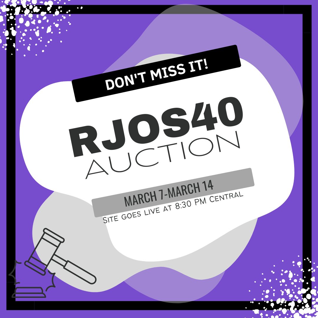 🗣️GOING LIVE MARCH 7! In honor of RJOS’s 40th anniversary, we are excited to announce our auction will officially start collecting bids tomorrow at 8:30PM central! Tons of AMAZING prizes to snag! 

Auction Link: event.auctria.com/285386d0-9ecd-…