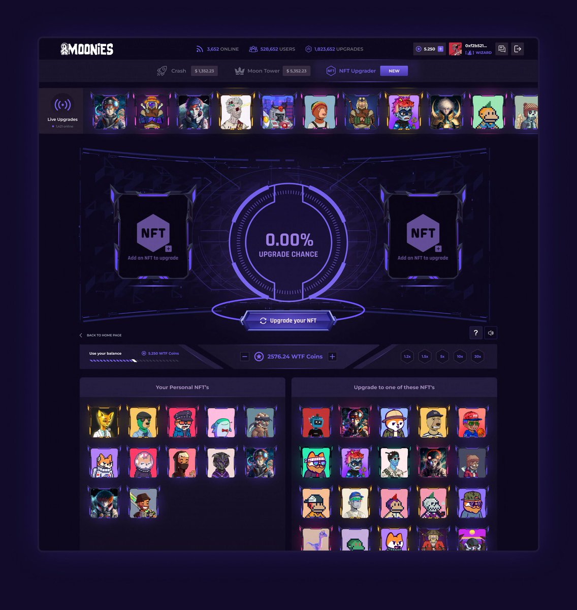 MooniesWTF's tweet image. NFT Upgrader is going to be insane. 

First ever game type to show up on any blockchain. 

SOL isn't ready.